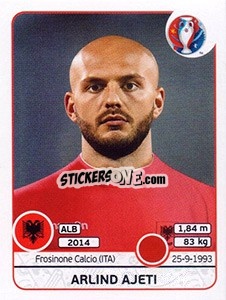 Sticker Arlind Ajeti - UEFA Euro France 2016 n. 73 - Panini