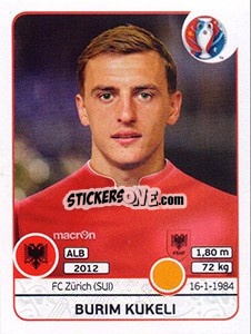 Sticker Burim Kukeli - UEFA Euro France 2016 - Panini