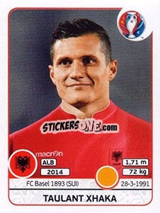 Sticker Taulant Xhaka - UEFA Euro France 2016 n. 82 - Panini