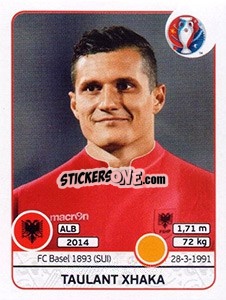 Sticker Taulant Xhaka - UEFA Euro France 2016 - Panini