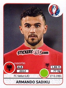 Sticker Armando Sadiku - UEFA Euro France 2016 n. 86 - Panini