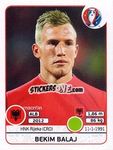 Sticker Bekim Balaj - UEFA Euro France 2016 n. 87 - Panini