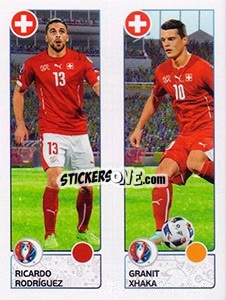 Sticker Ricardo Rodríguez / Granit Xhaka - UEFA Euro France 2016 n. 98 - Panini