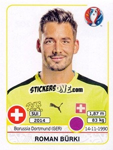 Sticker Roman Bürki - UEFA Euro France 2016 n. 102 - Panini