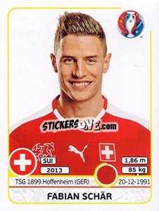 Sticker Fabian Schär - UEFA Euro France 2016 - Panini