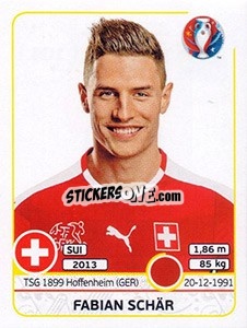 Sticker Fabian Schär - UEFA Euro France 2016 n. 105 - Panini