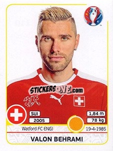 Sticker Valon Behrami - UEFA Euro France 2016 n. 110 - Panini