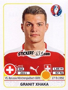 Sticker Granit Xhaka - UEFA Euro France 2016 n. 112 - Panini