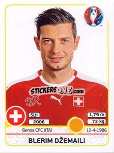 Sticker Blerim Džemaili - UEFA Euro France 2016 n. 113 - Panini