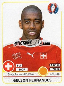 Sticker Gelson Fernandes - UEFA Euro France 2016 n. 114x - Panini