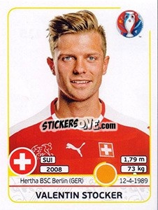 Sticker Valentin Stocker - UEFA Euro France 2016 - Panini
