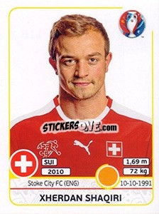 Sticker Xherdan Shaqiri - UEFA Euro France 2016 n. 116 - Panini