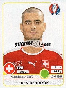 Sticker Eren Derdiyok - UEFA Euro France 2016 n. 120x - Panini