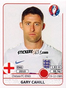 Sticker Gary Cahill - UEFA Euro France 2016 n. 130 - Panini