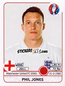 Sticker Phil Jones - UEFA Euro France 2016 n. 132 - Panini