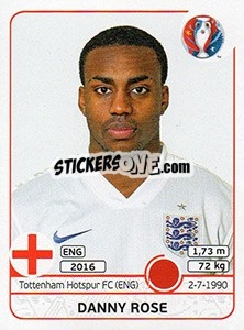 Figurina Danny Rose - UEFA Euro France 2016 - Panini