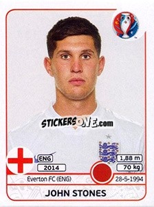 Sticker John Stones - UEFA Euro France 2016 n. 133 - Panini
