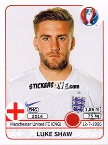 Sticker Luke Shaw - UEFA Euro France 2016 n. 135 - Panini