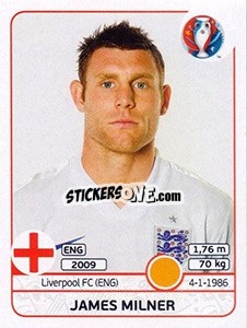 Sticker James Milner - UEFA Euro France 2016 n. 137 - Panini