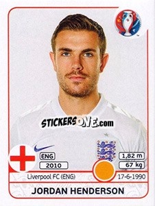 Sticker Jordan Henderson - UEFA Euro France 2016 n. 138 - Panini