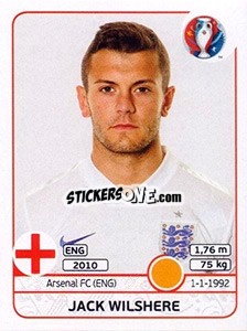 Sticker Jack Wilshere - UEFA Euro France 2016 n. 139 - Panini