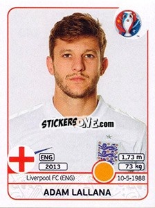 Sticker Adam Lallana - UEFA Euro France 2016 n. 140 - Panini