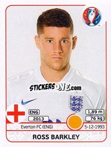 Sticker Ross Barkley - UEFA Euro France 2016 n. 141 - Panini