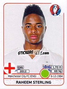 Sticker Raheem Sterling - UEFA Euro France 2016 - Panini