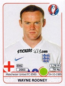 Sticker Wayne Rooney - UEFA Euro France 2016 n. 145 - Panini