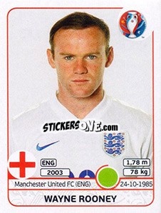 Cromo Wayne Rooney - UEFA Euro France 2016 - Panini