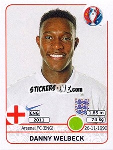 Sticker Danny Welbeck - UEFA Euro France 2016 n. 146 - Panini