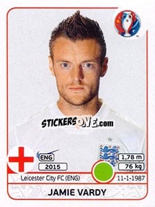 Sticker Jamie Vardy - UEFA Euro France 2016 - Panini