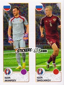 Cromo Igor Akinfeev / Igor Smolnikov - UEFA Euro France 2016 - Panini