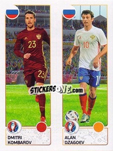 Sticker Dmitri Kombarov / Alan Dzagoev - UEFA Euro France 2016 n. 158 - Panini