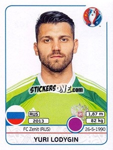 Sticker Yuri Lodygin - UEFA Euro France 2016 n. 162 - Panini