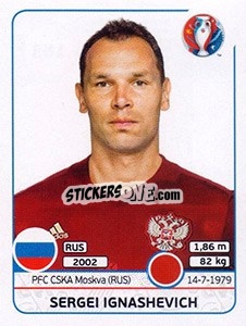 Sticker Sergei Ignashevich - UEFA Euro France 2016 - Panini