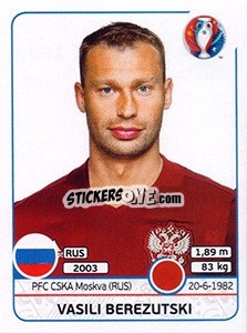 Sticker Vasili Berezutski - UEFA Euro France 2016 n. 165 - Panini