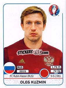 Sticker Oleg Kuzmin - UEFA Euro France 2016 n. 166 - Panini