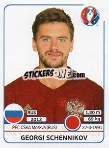 Sticker Georgi Schennikov - UEFA Euro France 2016 n. 166x - Panini