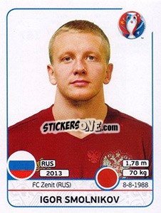 Sticker Igor Smolnikov - UEFA Euro France 2016 - Panini