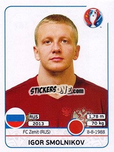Sticker Igor Smolnikov - UEFA Euro France 2016 n. 167 - Panini