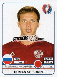 Sticker Roman Shishkin - UEFA Euro France 2016 - Panini