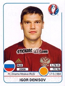 Sticker Igor Denisov - UEFA Euro France 2016 - Panini