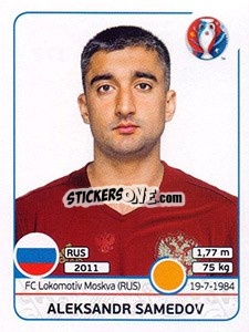 Sticker Aleksandr Samedov - UEFA Euro France 2016 n. 172 - Panini