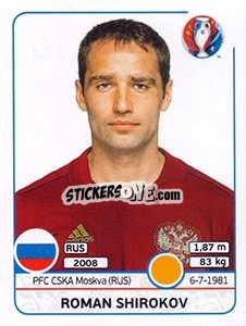 Sticker Roman Shirokov - UEFA Euro France 2016 - Panini