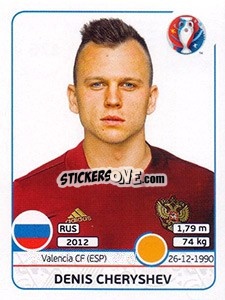 Sticker Denis Cheryshev - UEFA Euro France 2016 n. 176 - Panini