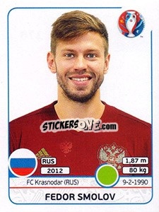 Sticker Fedor Smolov - UEFA Euro France 2016 n. 178 - Panini