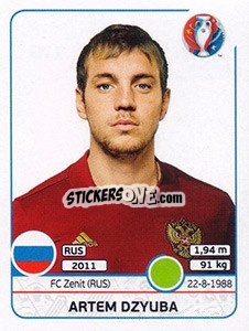 Sticker Artem Dzyuba - UEFA Euro France 2016 - Panini