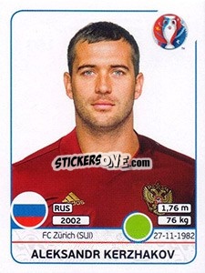 Sticker Aleksandr Kerzhakov - UEFA Euro France 2016 - Panini