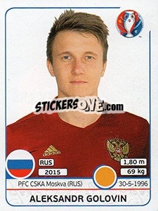 Sticker Aleksandr Golovin - UEFA Euro France 2016 n. 180x - Panini